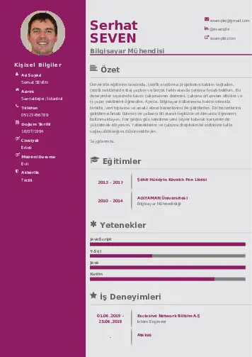 Bilgisayar Mühendisi CV Örnekleri cv indir